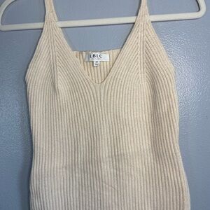 LBLC the label Beige Ribbed V-Neck Crop Top